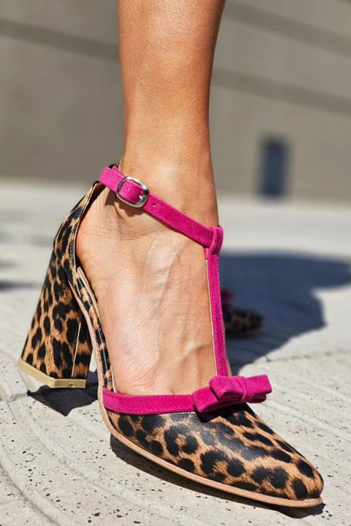 Leontina™ | Green Leopard Print Sandals with Colorful Accent