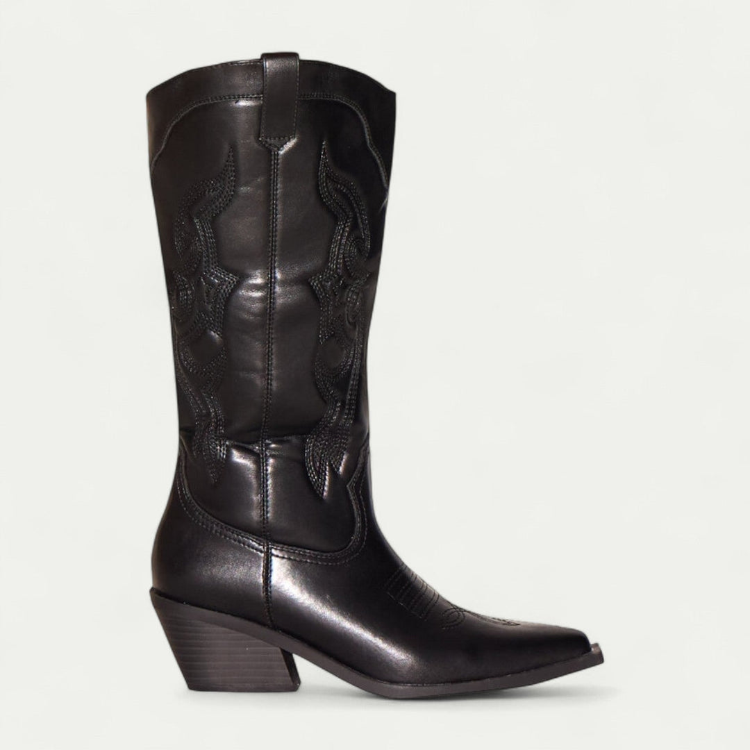 Mella™ | Western Calf High Pointed Toe Boots for Women
